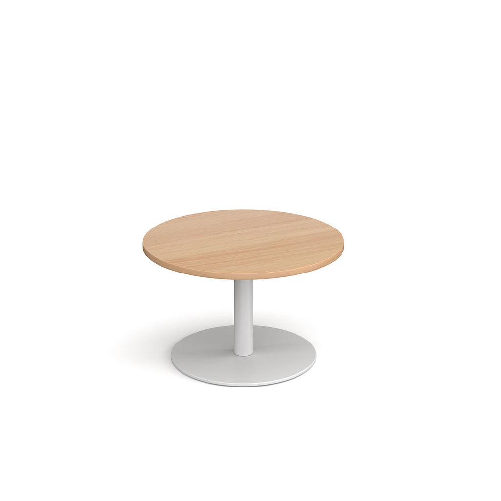 Picture of Monza circular coffee table with flat round white base 800mm - beech