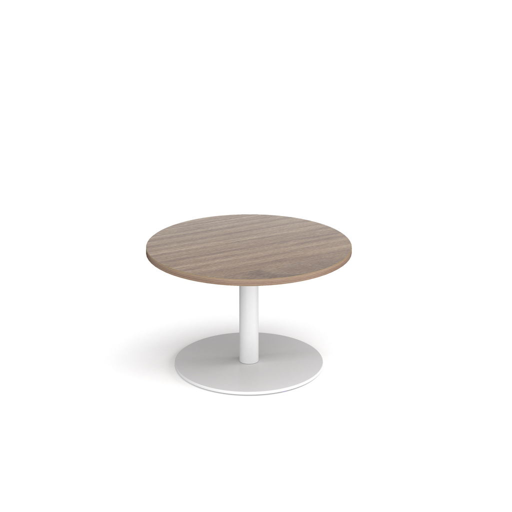 Picture of Monza circular coffee table with flat round white base 800mm - barcelona walnut
