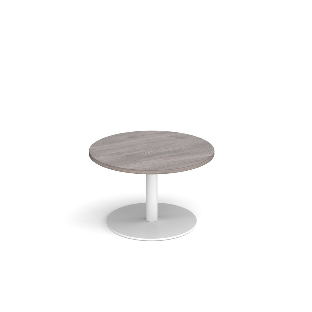 Picture of Monza circular coffee table with flat round white base 800mm - grey oak