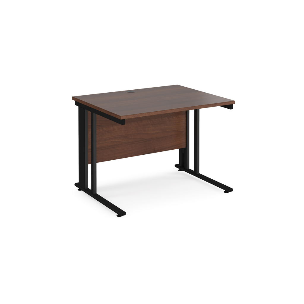 Picture of Maestro 25 straight desk 1000mm x 800mm - black cable managed leg frame, walnut top