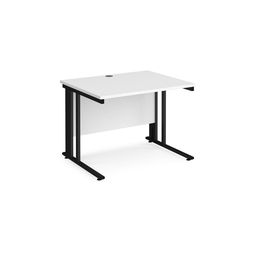 Picture of Maestro 25 straight desk 1000mm x 800mm - black cable managed leg frame, white top