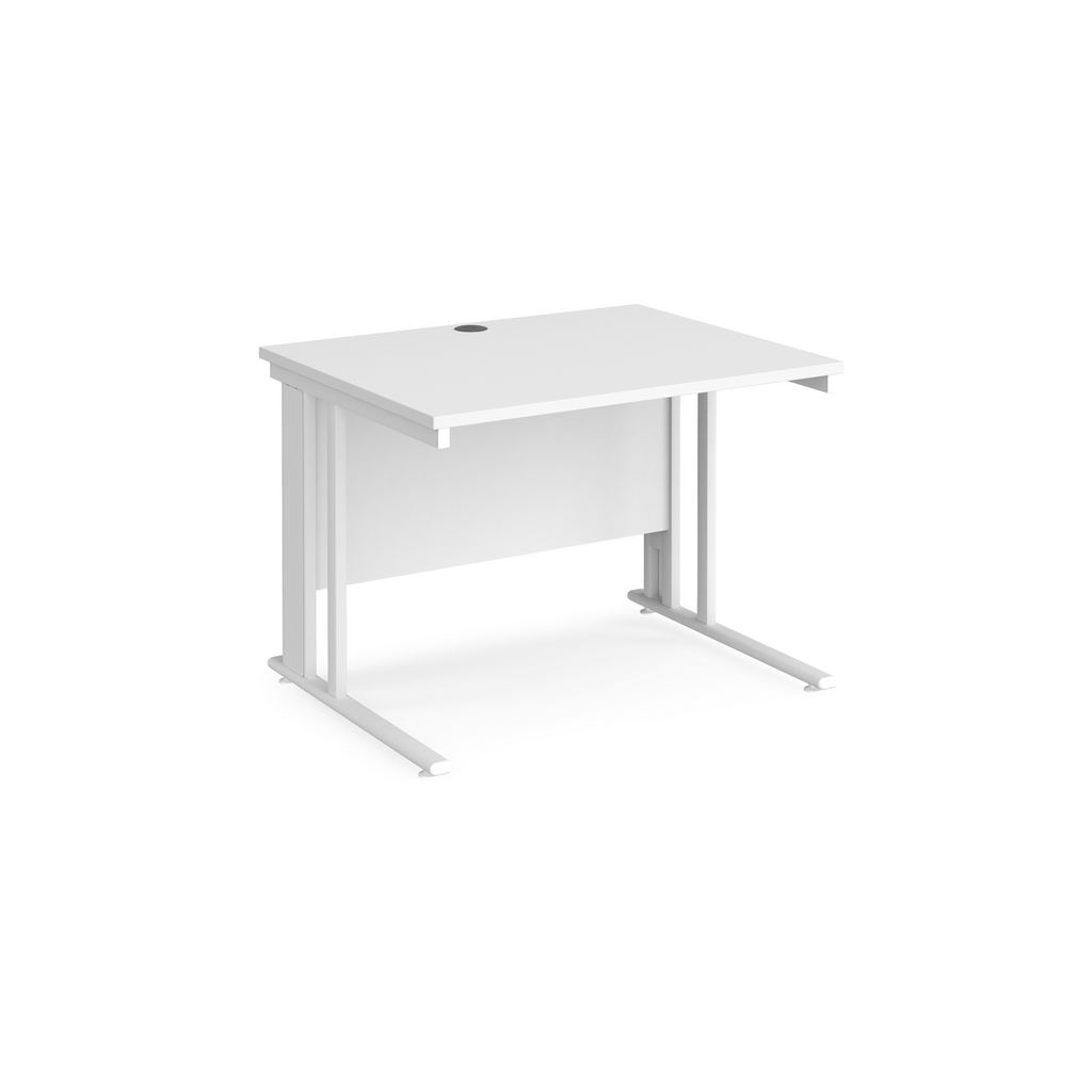 Picture of Maestro 25 straight desk 1000mm x 800mm - white cable managed leg frame, white top