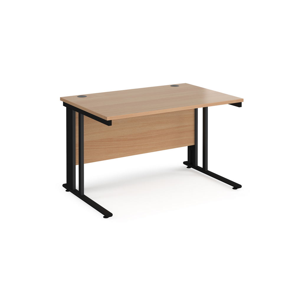 Picture of Maestro 25 straight desk 1200mm x 800mm - black cable managed leg frame, beech top