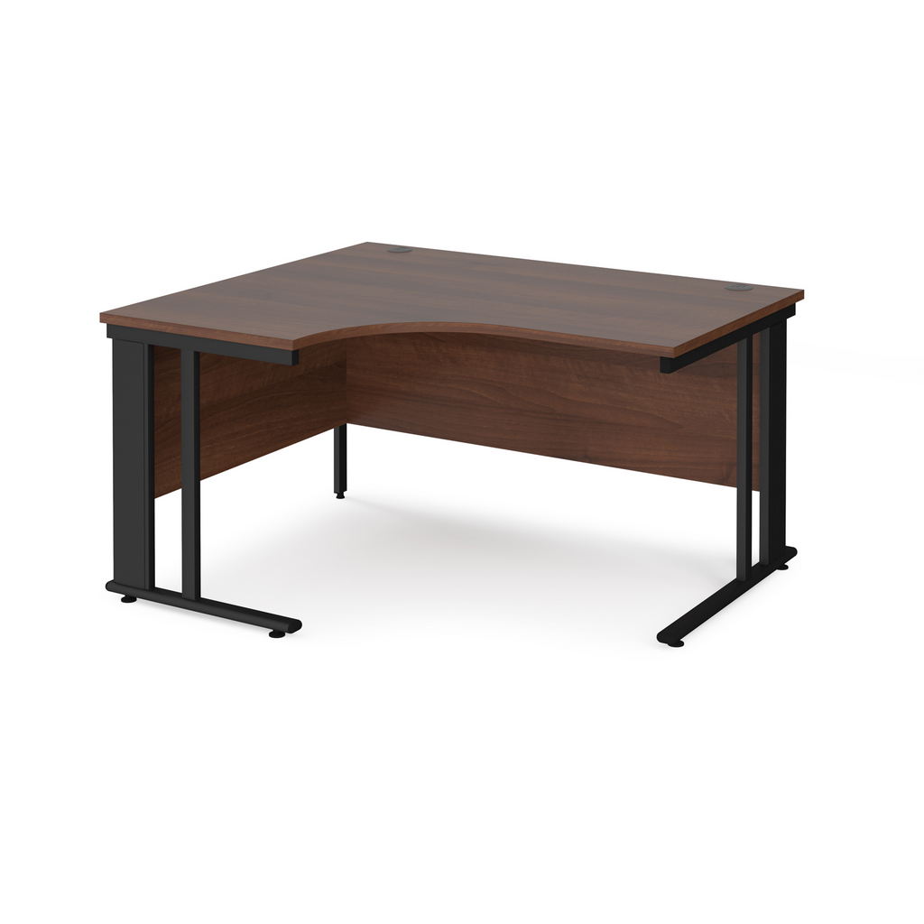 Picture of Maestro 25 left hand ergonomic desk 1400mm wide - black cable managed leg frame, walnut top