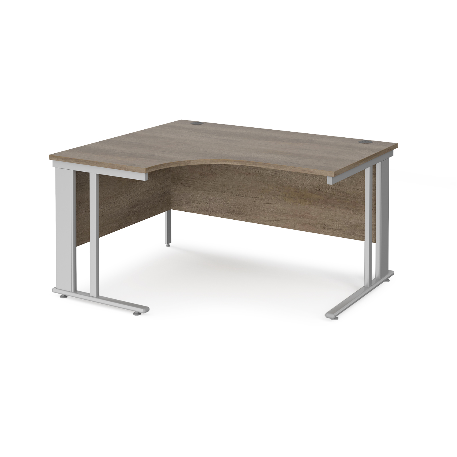 Picture of Maestro 25 left hand ergonomic desk 1400mm wide - silver cable managed leg frame, Nebraska Oak Top