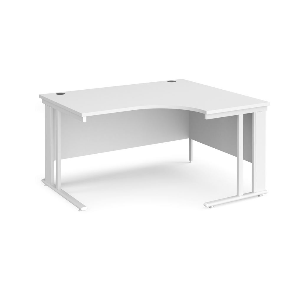 Picture of Maestro 25 right hand ergonomic desk 1400mm wide - white cable managed leg frame, white top