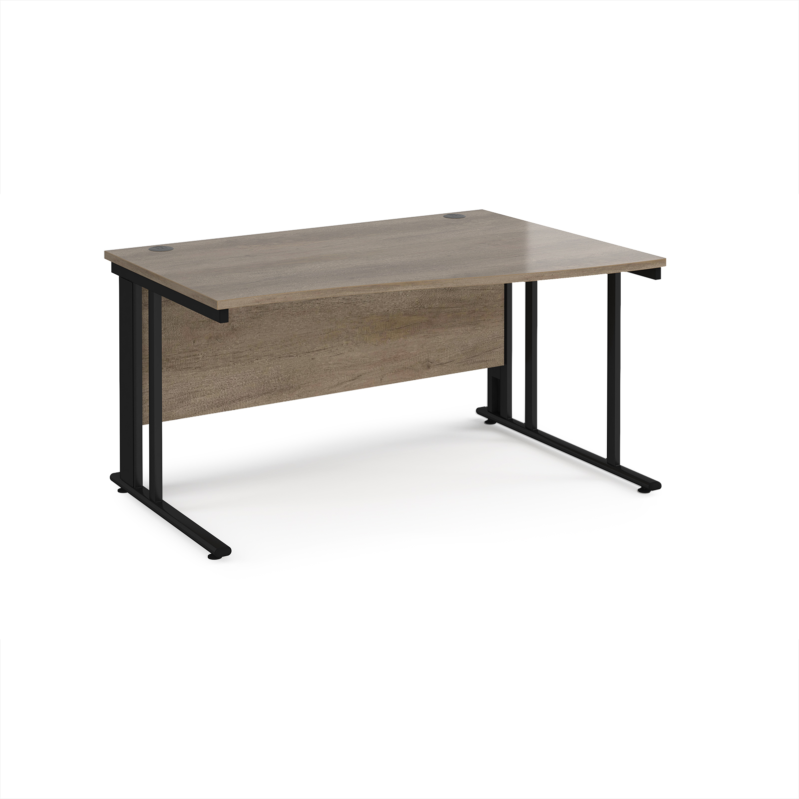 Picture of Maestro 25 right hand wave desk 1400mm wide - black cable managed leg frame, Nebraska Oak Top