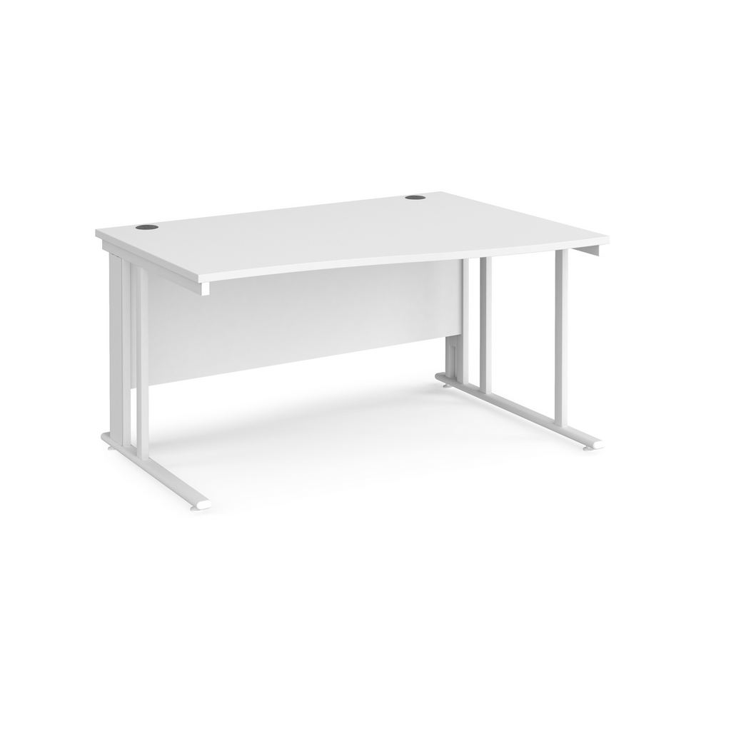 Picture of Maestro 25 right hand wave desk 1400mm wide - white cable managed leg frame, white top