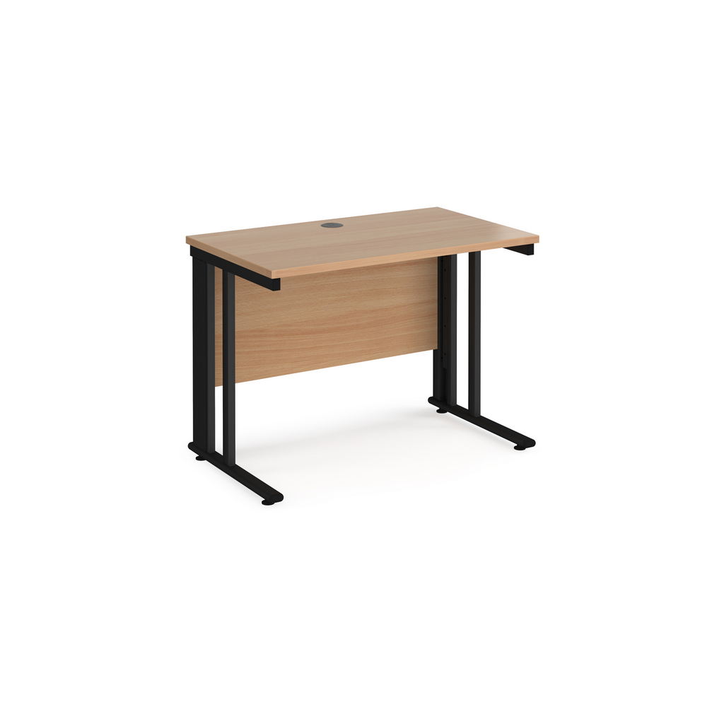 Picture of Maestro 25 straight desk 1000mm x 600mm - black cable managed leg frame, beech top