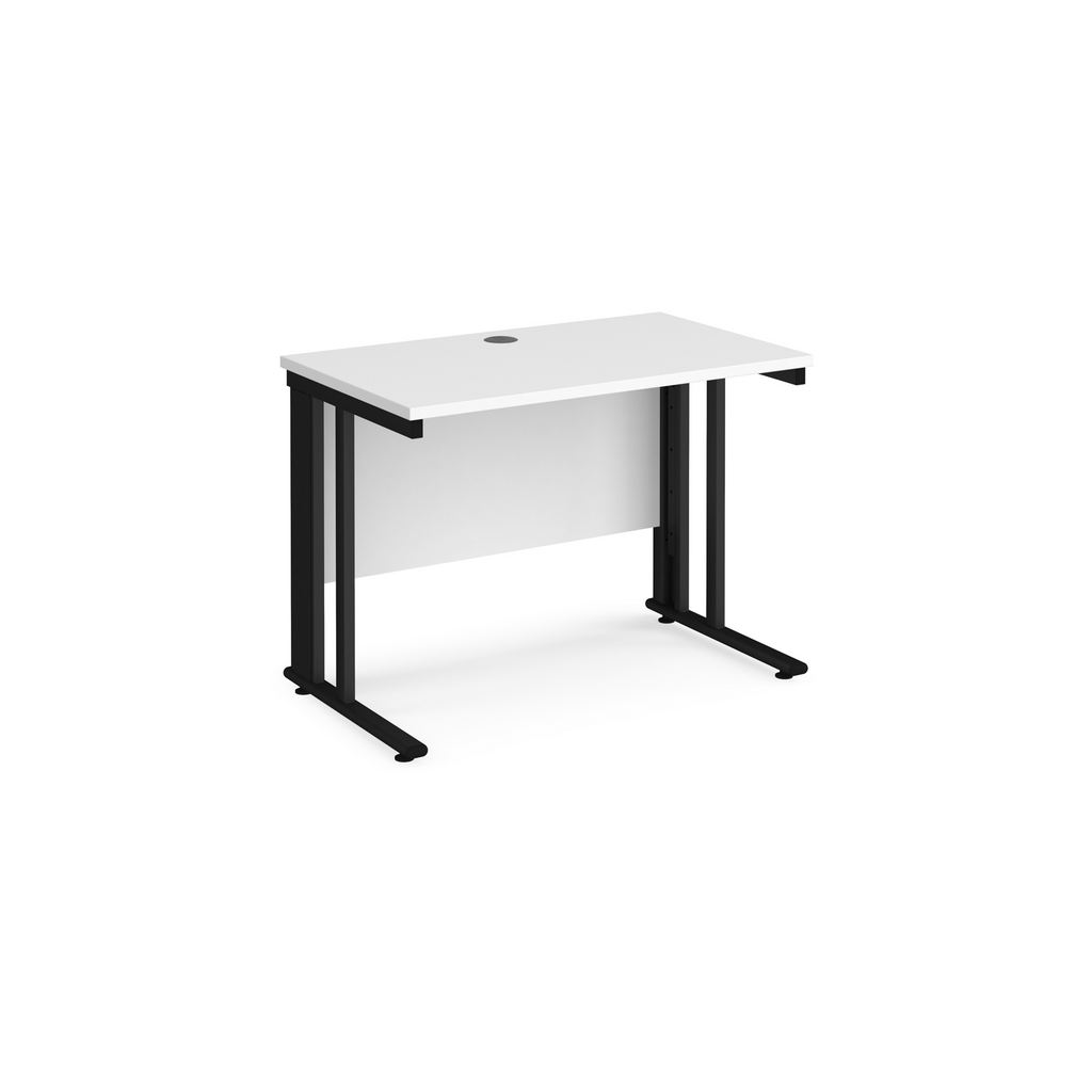 Picture of Maestro 25 straight desk 1000mm x 600mm - black cable managed leg frame, white top