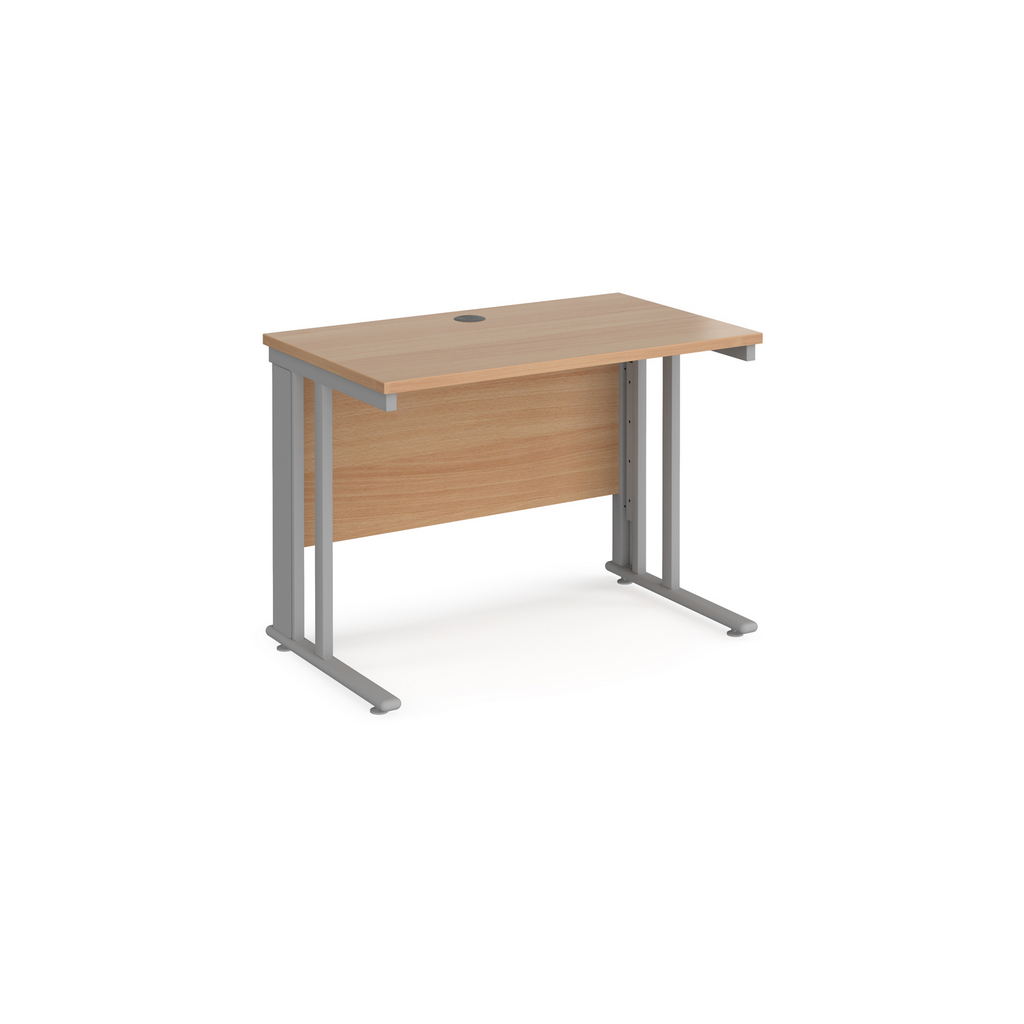 Picture of Maestro 25 straight desk 1000mm x 600mm - silver cable managed leg frame, beech top