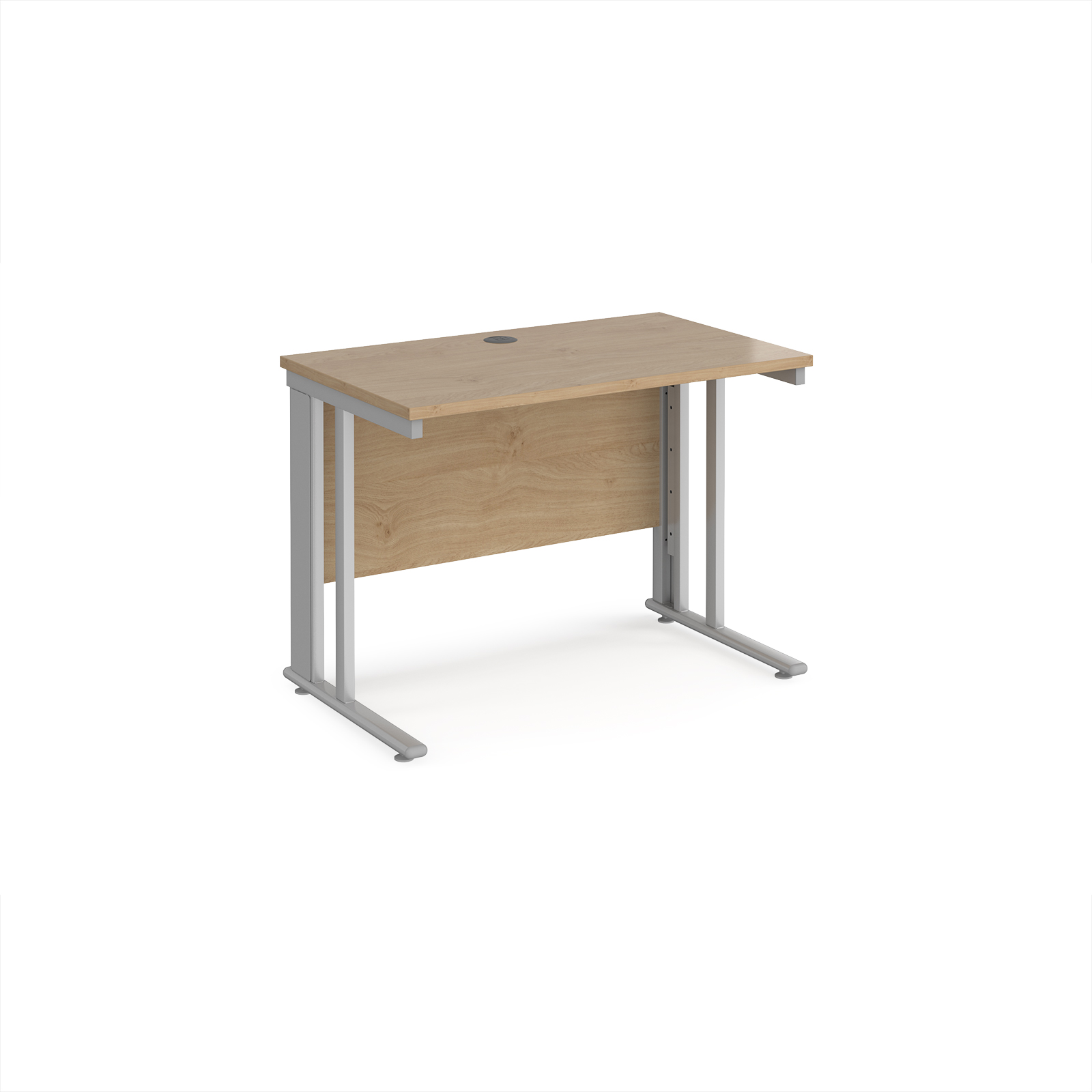 Picture of Maestro 25 straight desk 1000mm x 600mm - silver cable managed leg frame, Kendal Oak Top