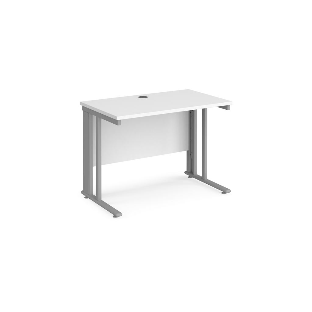 Picture of Maestro 25 straight desk 1000mm x 600mm - silver cable managed leg frame, white top