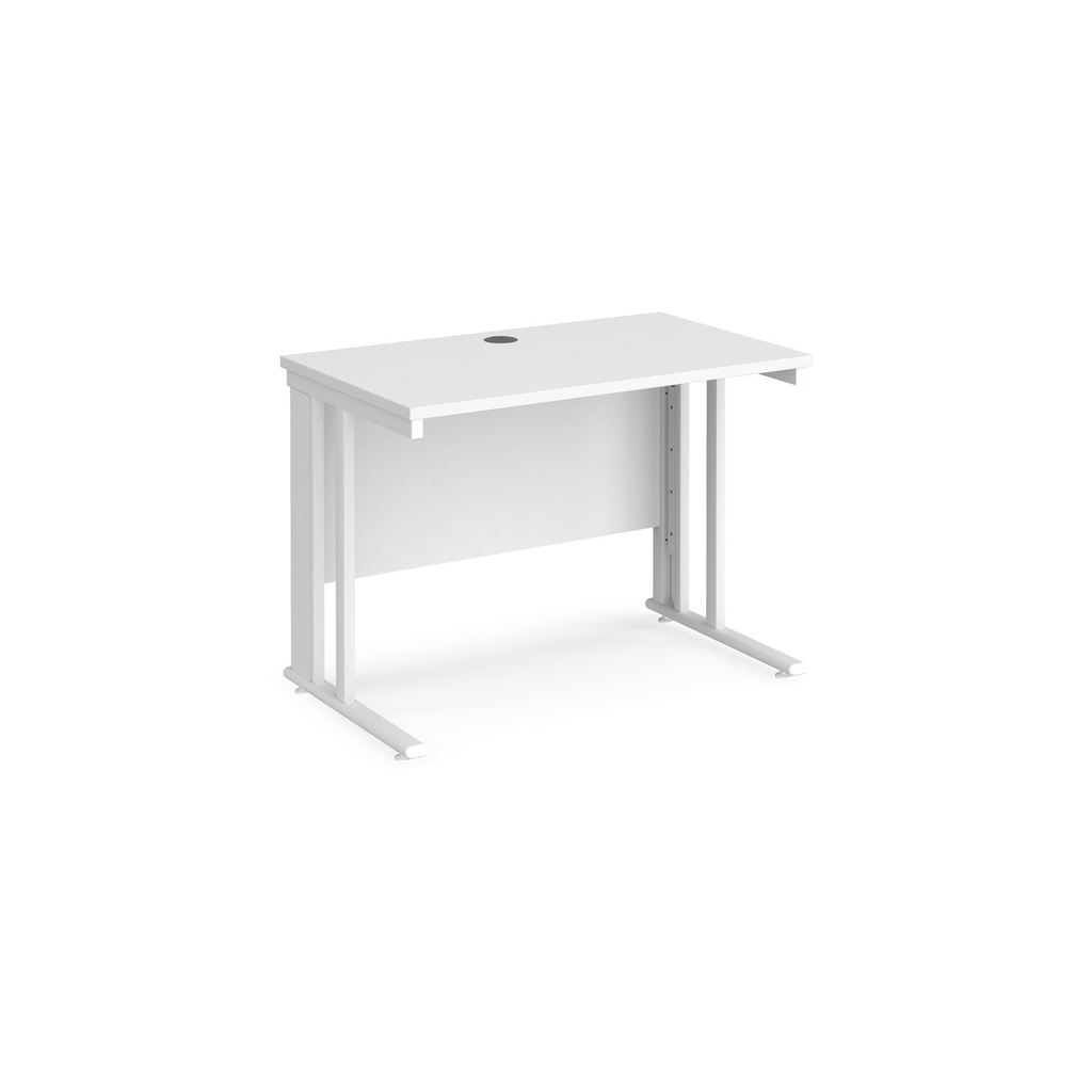 Picture of Maestro 25 straight desk 1000mm x 600mm - white cable managed leg frame, white top