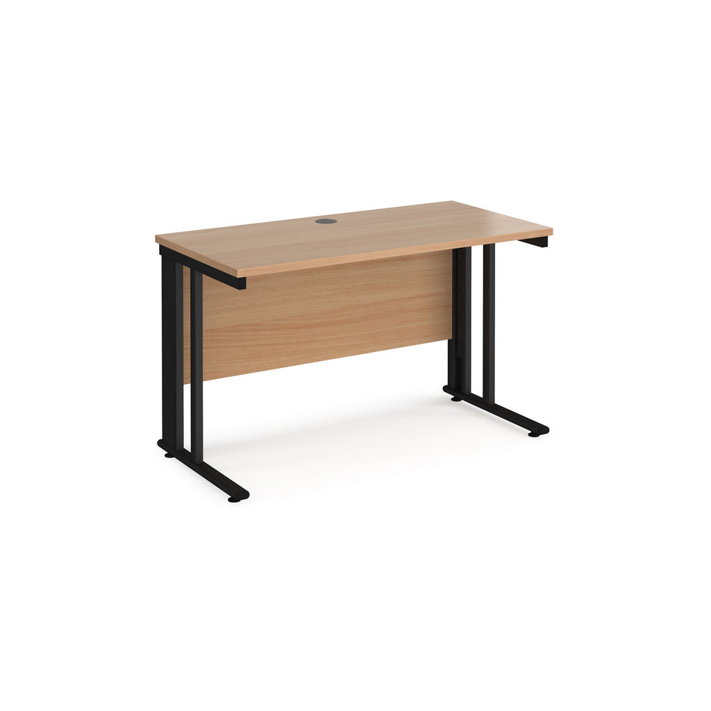 Picture of Maestro 25 straight desk 1200mm x 600mm - black cable managed leg frame, beech top