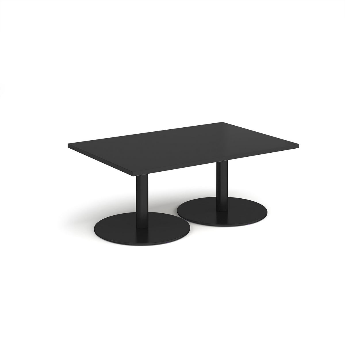 Picture of Monza rectangular coffee table with flat round black bases 1200mm x 800mm - Black