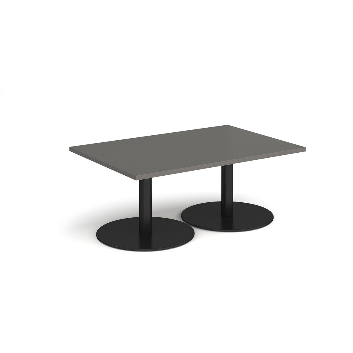 Picture of Monza rectangular coffee table with flat round black bases 1200mm x 800mm - Onyx Grey