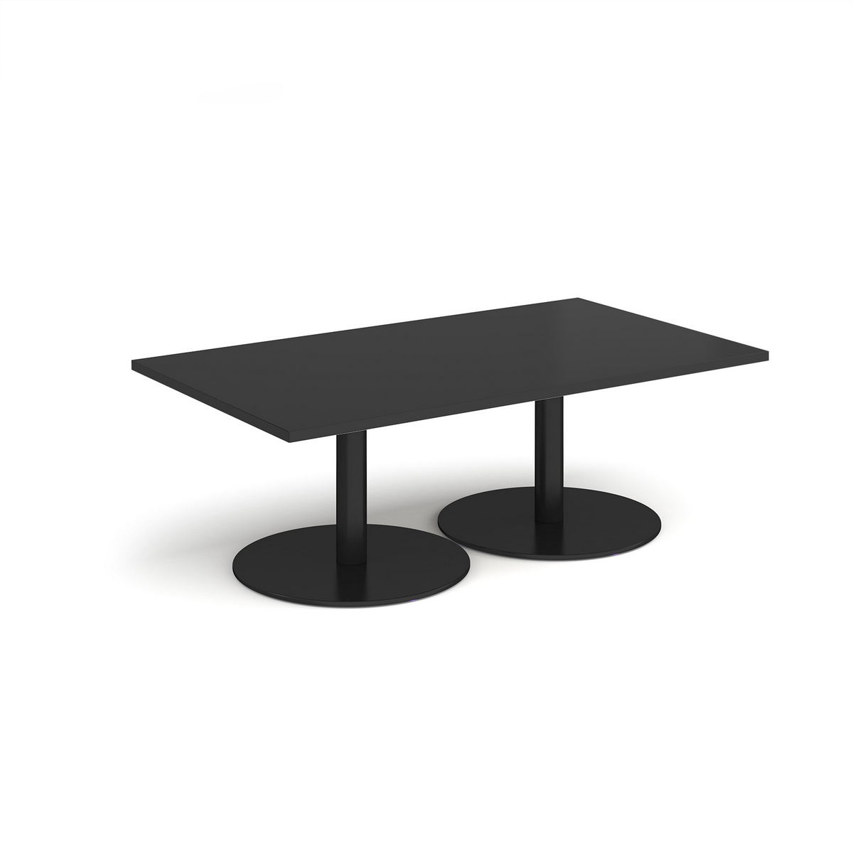 Picture of Monza rectangular coffee table with flat round black bases 1400mm x 800mm - Black