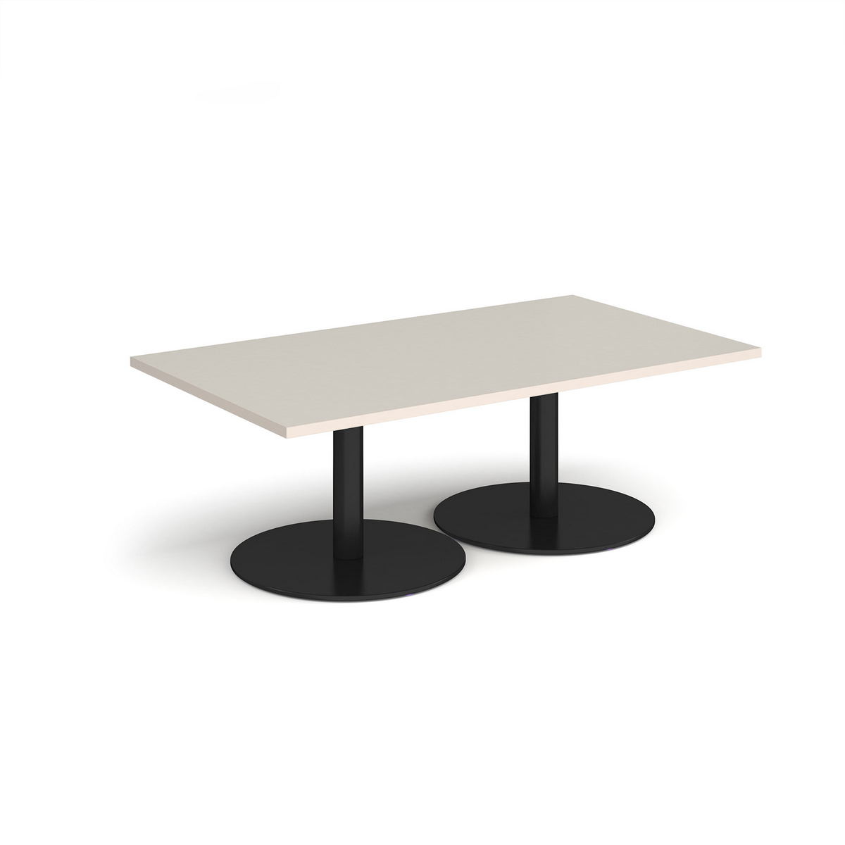 Picture of Monza rectangular coffee table with flat round black bases 1400mm x 800mm -  Light Grey