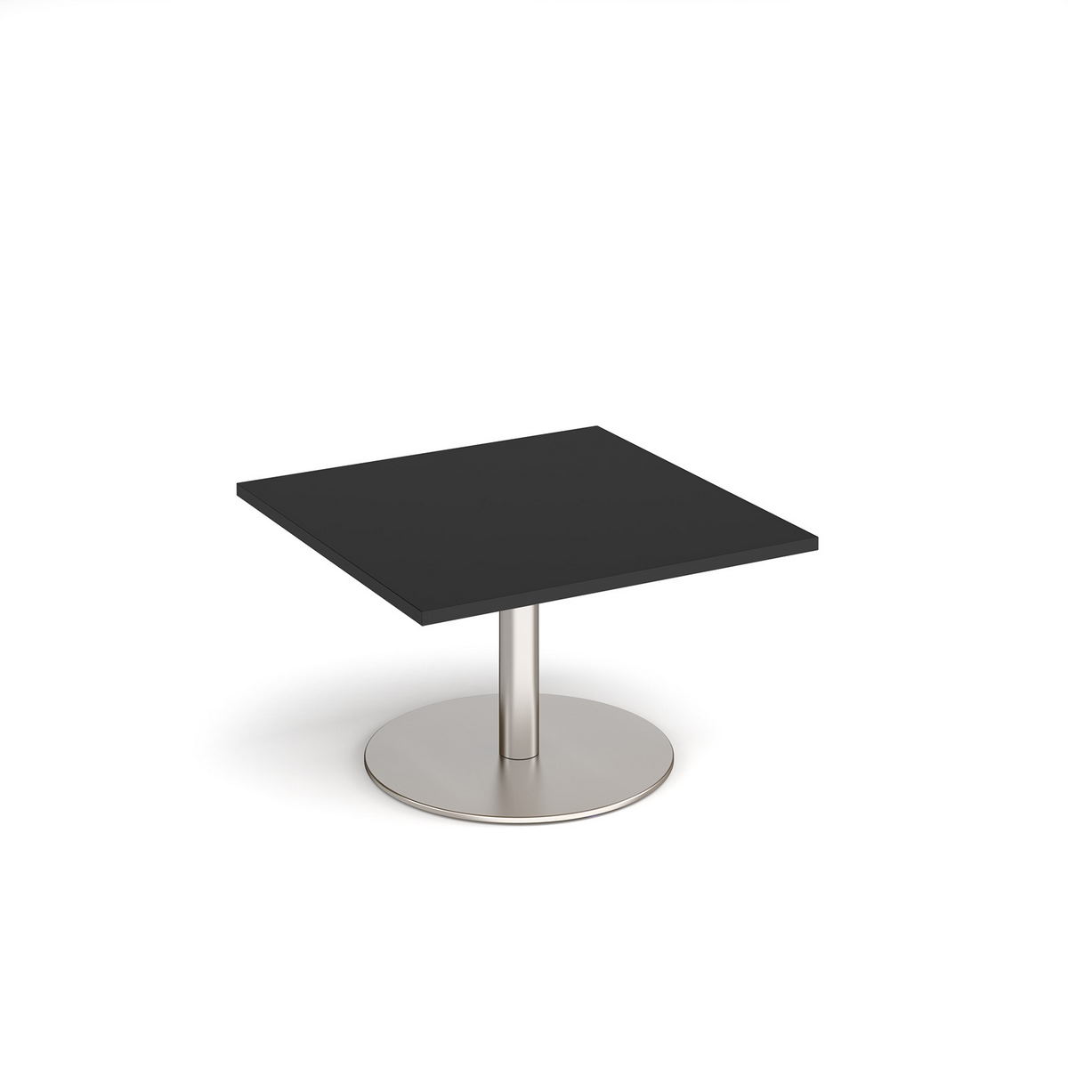 Picture of Monza square coffee table with flat round brushed steel base 800mm - Black