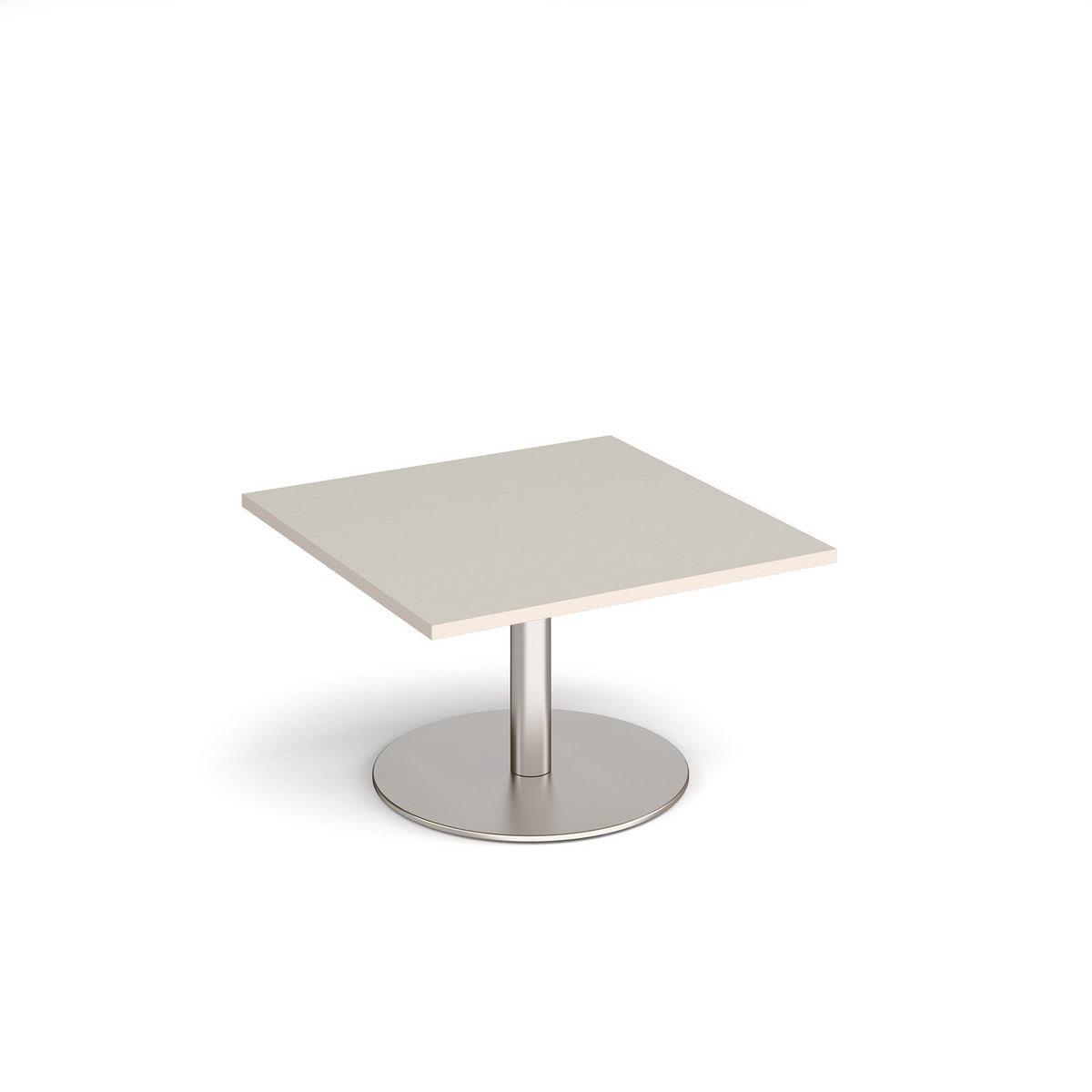 Picture of Monza square coffee table with flat round brushed steel base 800mm -  Light Grey