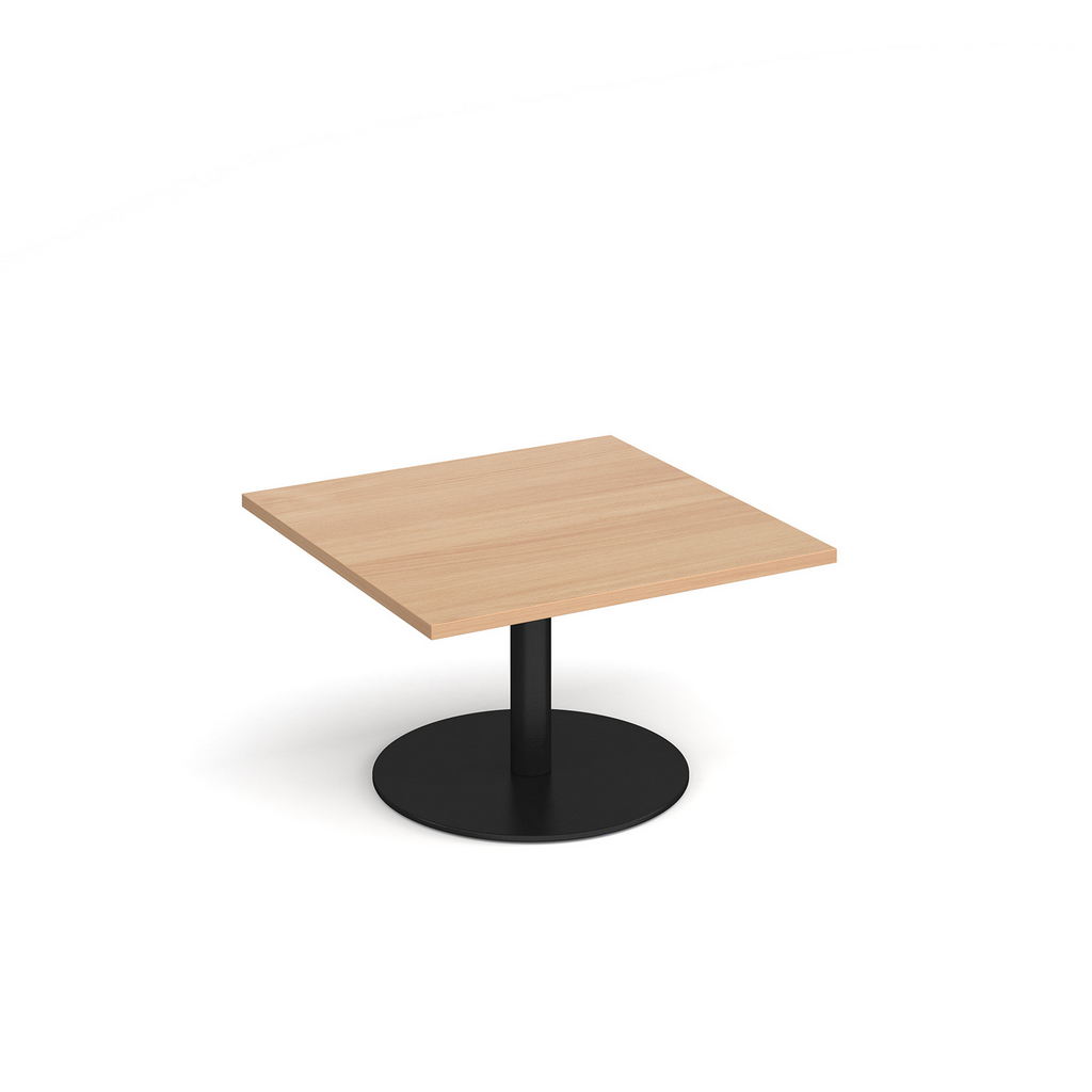 Picture of Monza square coffee table with flat round black base 800mm - beech