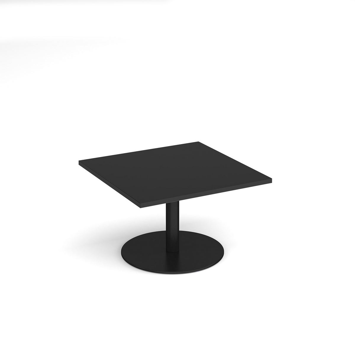 Picture of Monza square coffee table with flat round black base 800mm - Black