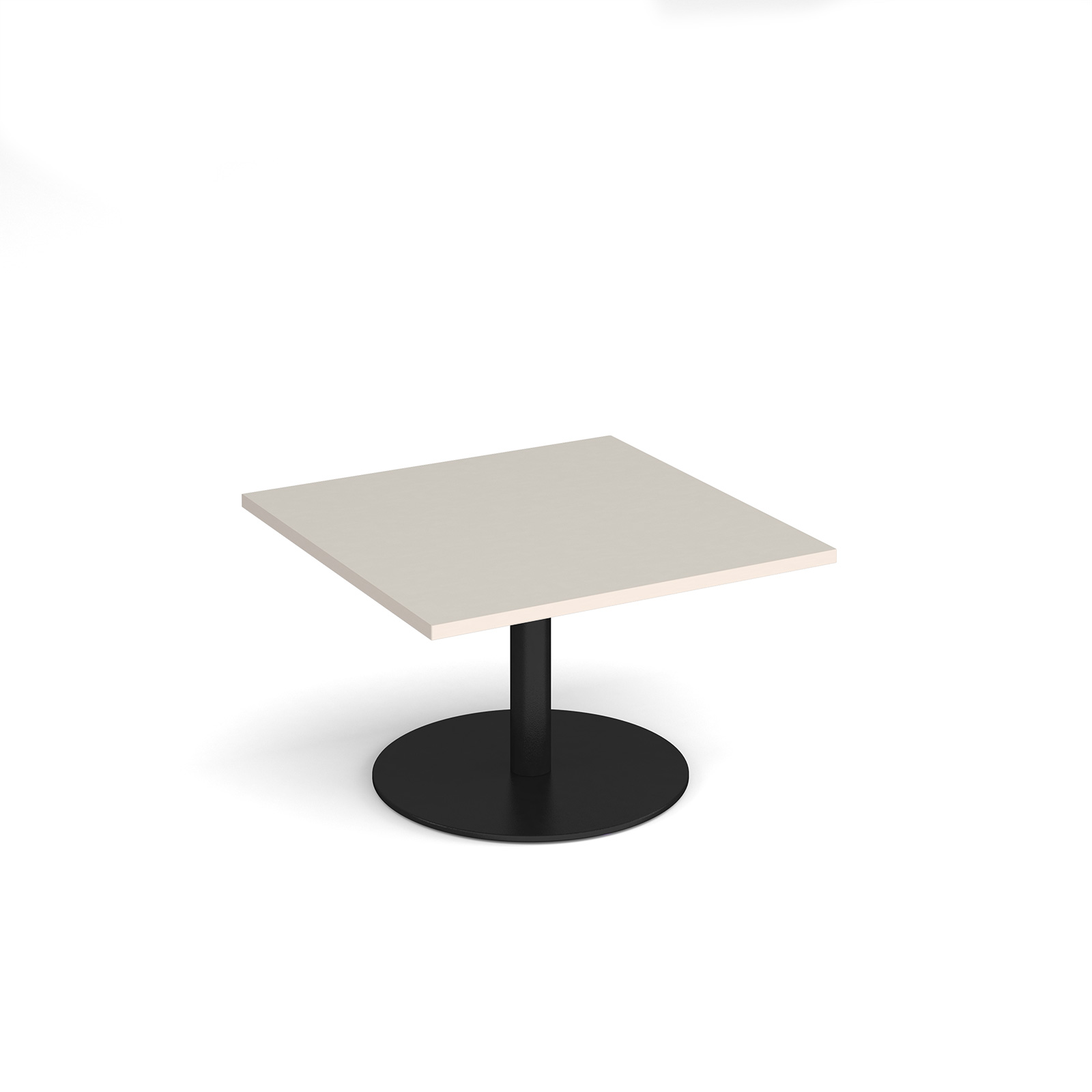 Picture of Monza square coffee table with flat round black base 800mm -  Light Grey