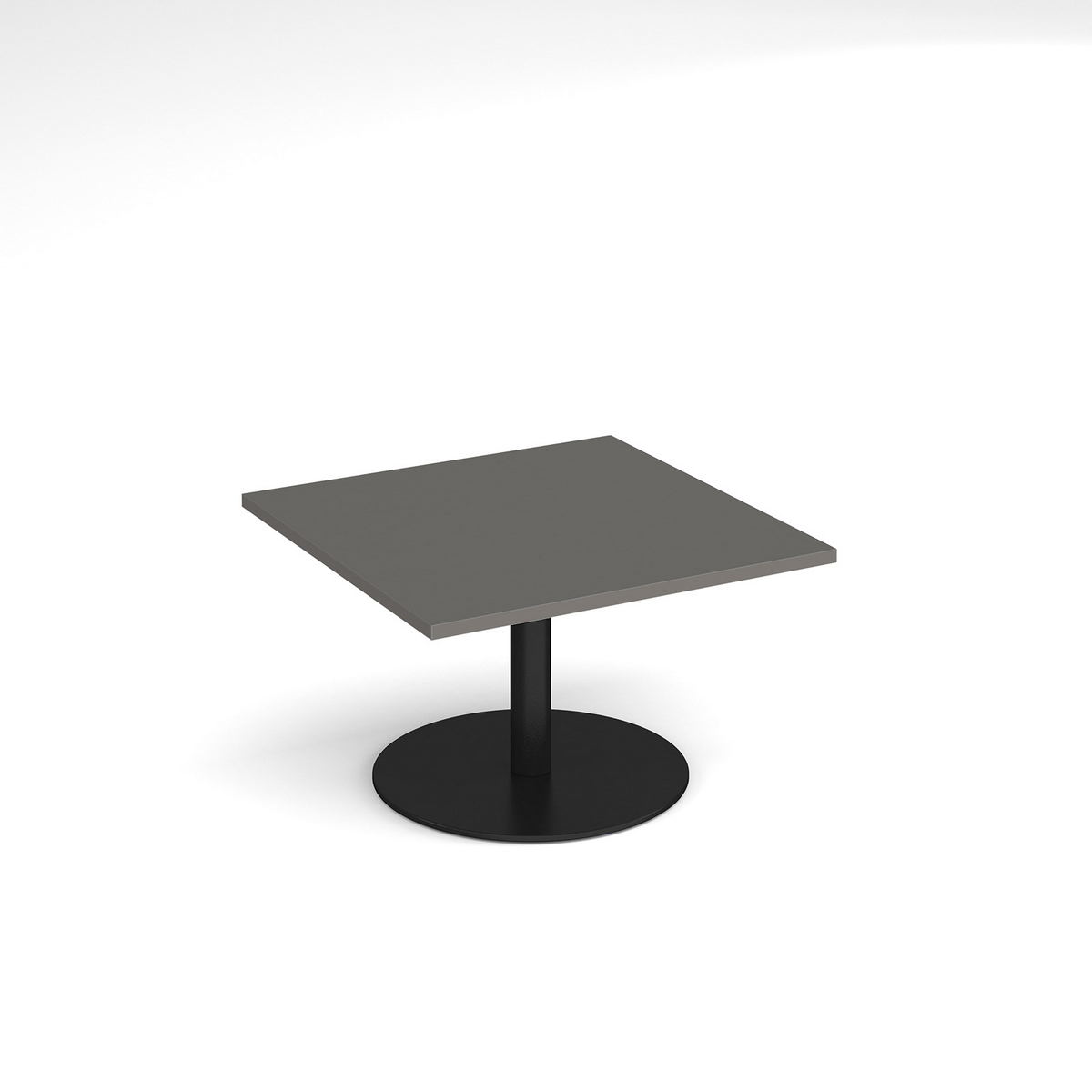 Picture of Monza square coffee table with flat round black base 800mm - Onyx Grey