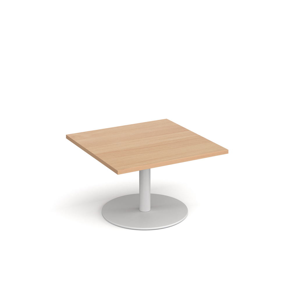Picture of Monza square coffee table with flat round white base 800mm - beech