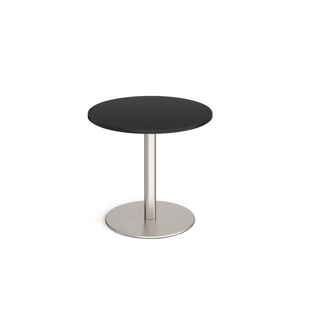 Picture of Monza circular dining table with flat round brushed steel base 800mm - Black