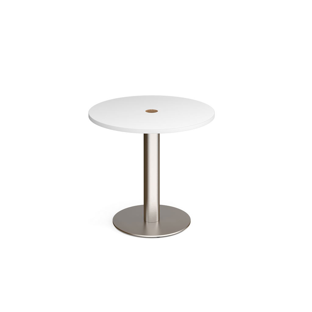 Picture of Monza circular dining table 800mm with central circular cutout 80mm - white