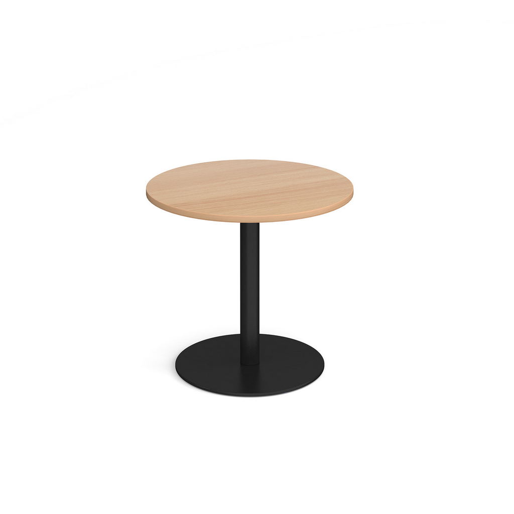 Picture of Monza circular dining table with flat round black base 800mm - beech