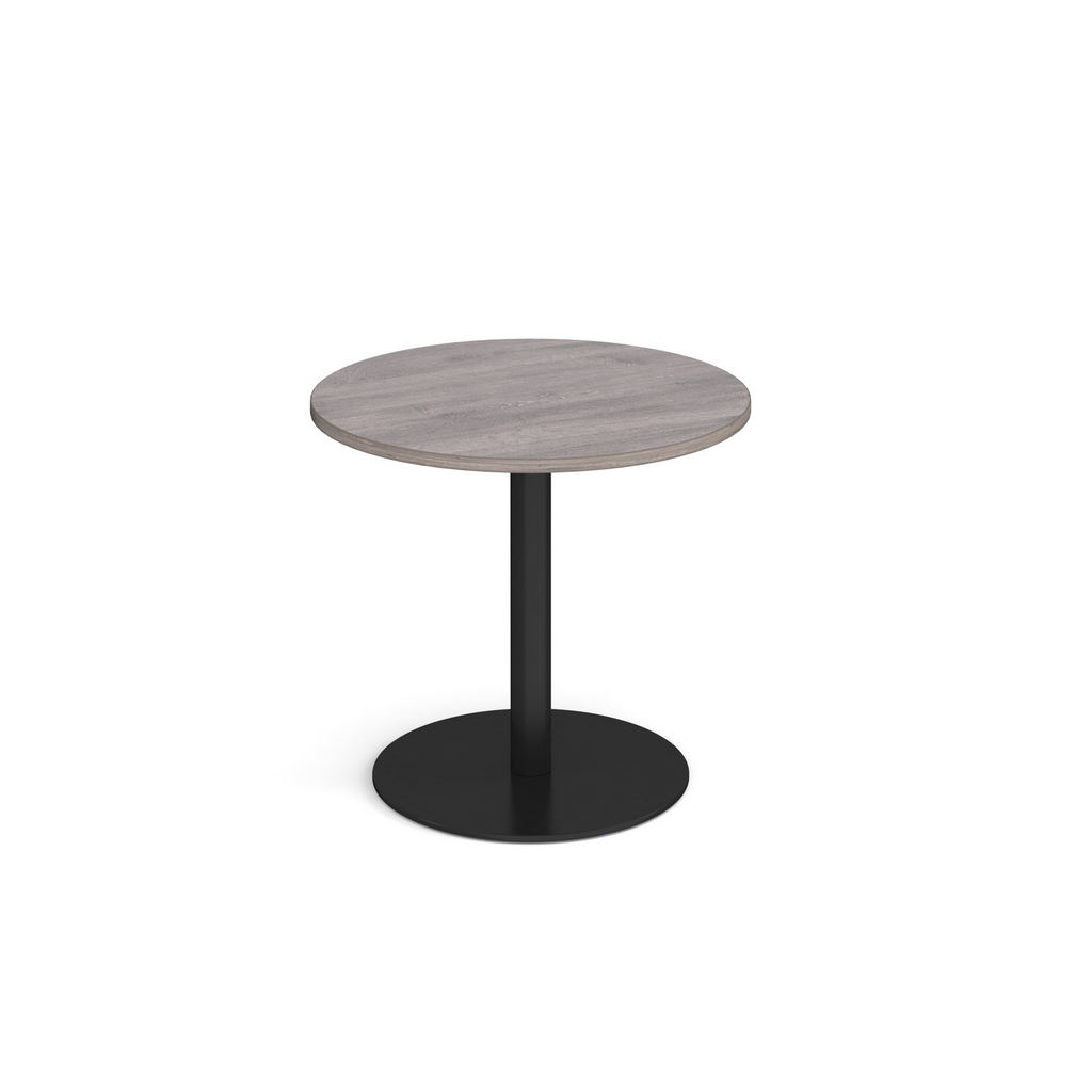 Picture of Monza circular dining table with flat round black base 800mm - grey oak