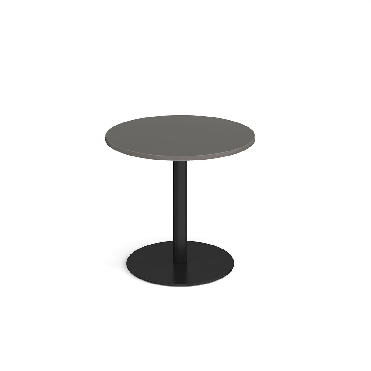 Picture of Monza square dining  table with flat round black base 800mm - Onyx Grey