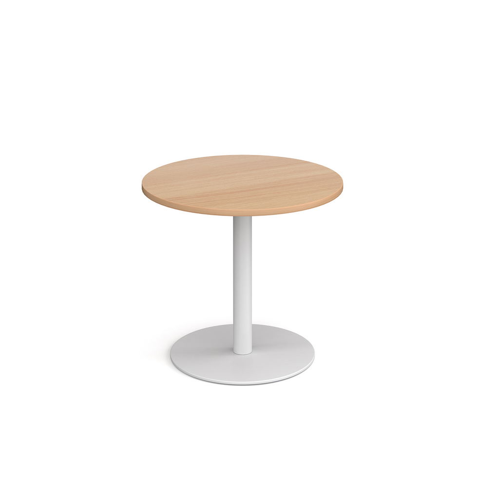 Picture of Monza circular dining table with flat round white base 800mm - beech