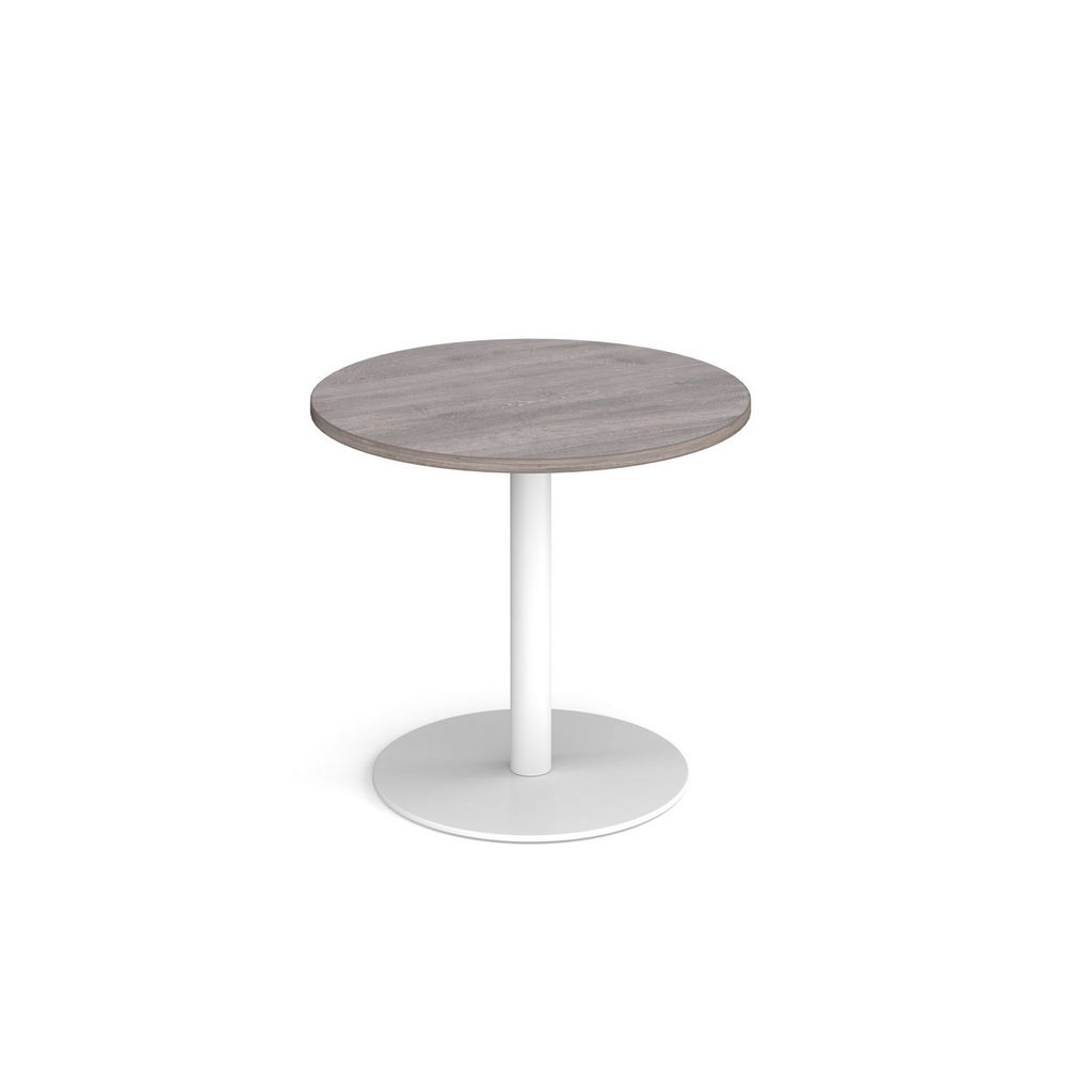 Picture of Monza circular dining table with flat round white base 800mm - grey oak