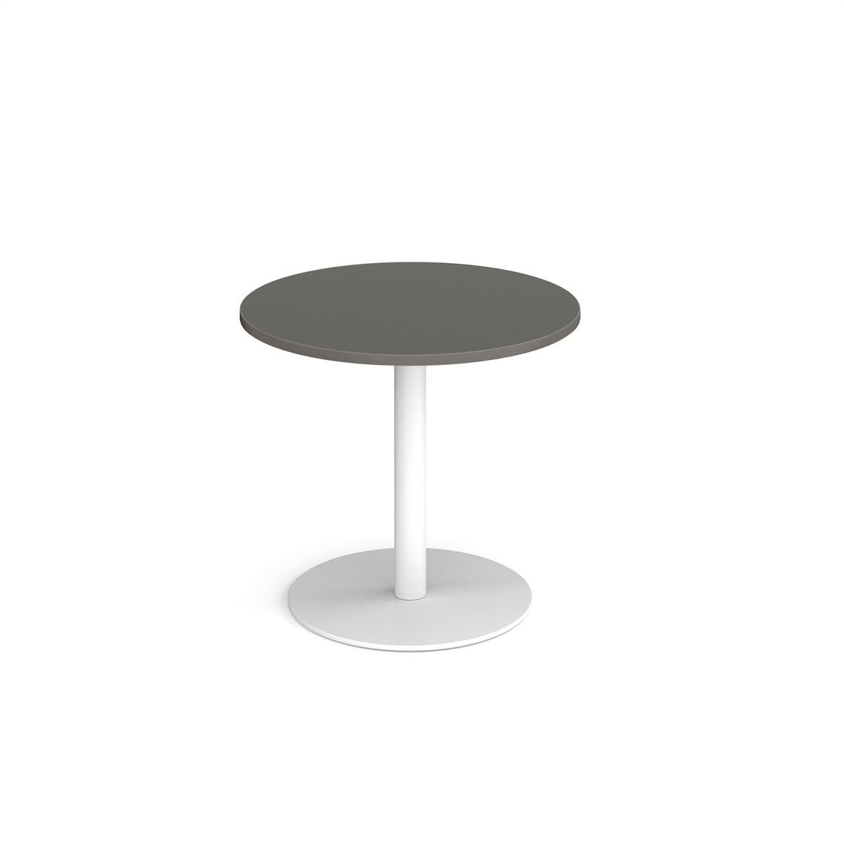 Picture of Monza square dining  table with flat round white base 800mm - Onyx Grey