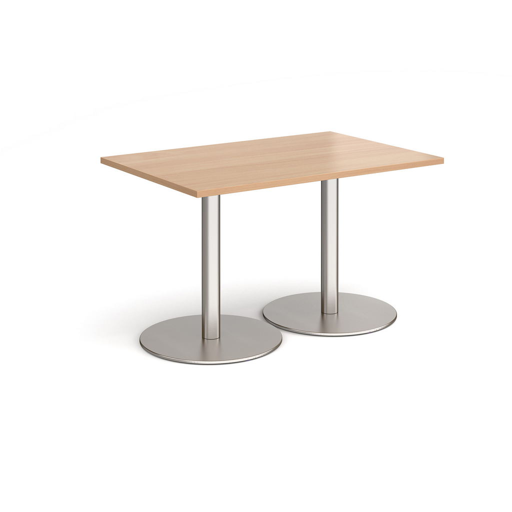 Picture of Monza rectangular dining table with flat round brushed steel bases 1200mm x 800mm - beech