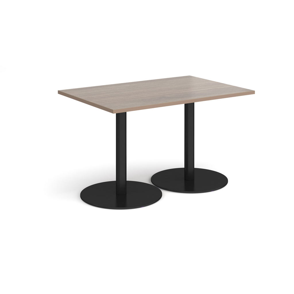 Picture of Monza rectangular dining table with flat round black bases 1200mm x 800mm - barcelona walnut