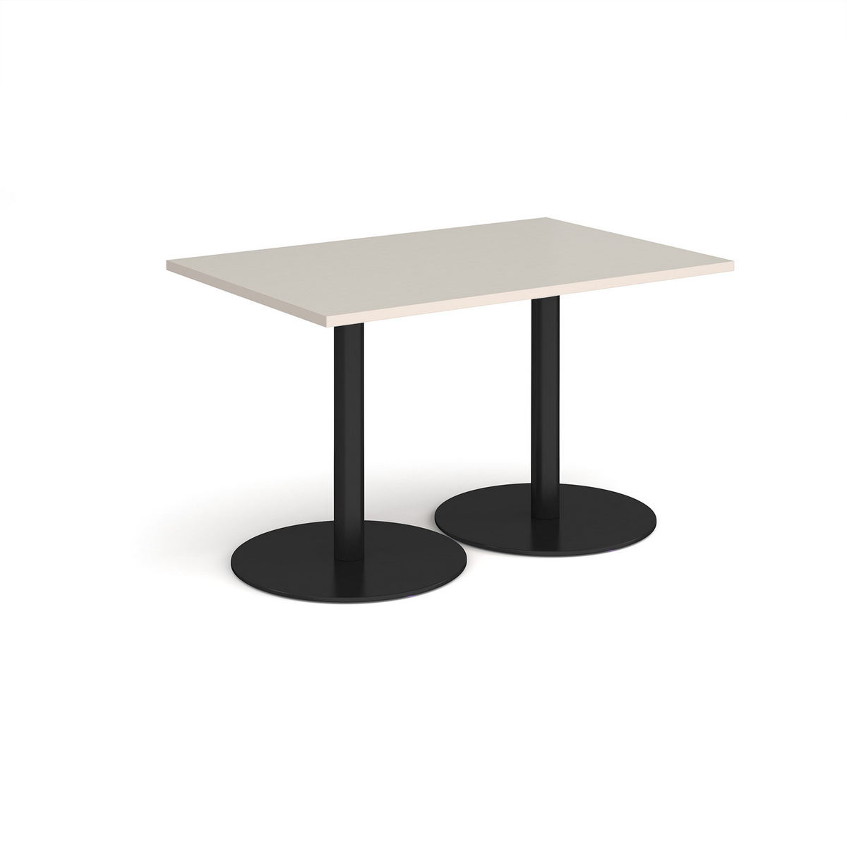 Picture of Monza rectangular dining table with flat round black bases 1200mm x 800mm -  Light Grey