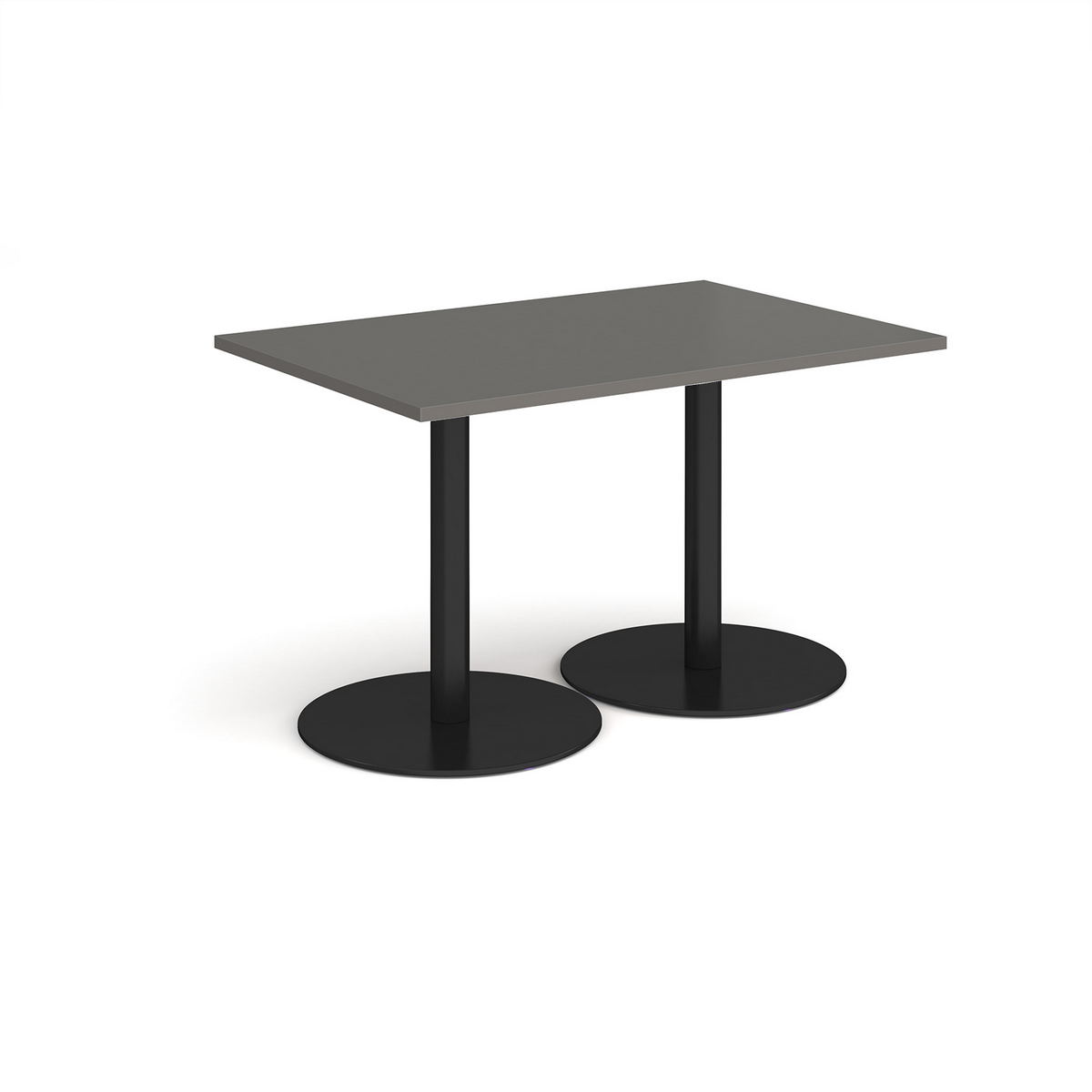 Picture of Monza rectangular dining table with flat round black bases 1200mm x 800mm - Onyx Grey