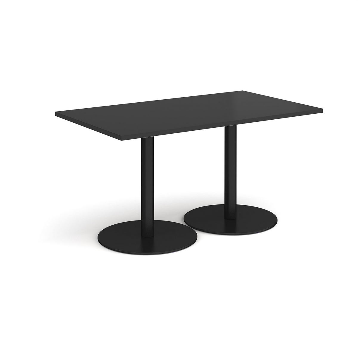 Picture of Monza rectangular dining table with flat round black bases 1400mm x 800mm - Black