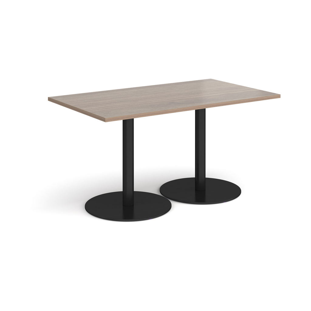 Picture of Monza rectangular dining table with flat round black bases 1400mm x 800mm - barcelona walnut