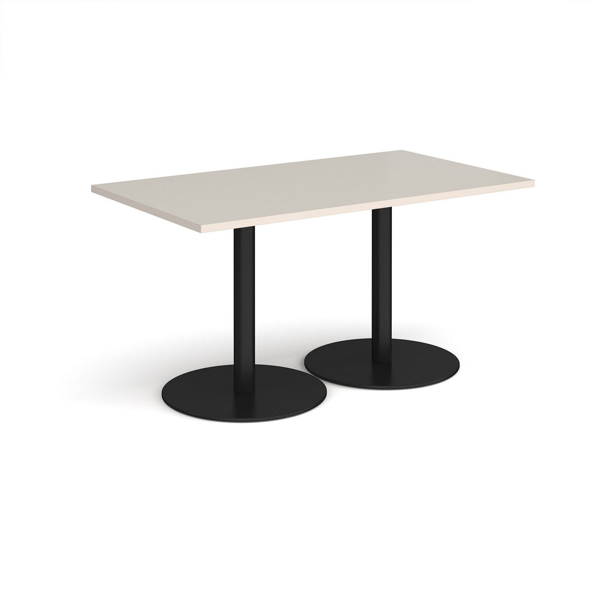 Picture of Monza rectangular dining table with flat round black bases 1400mm x 800mm -  Light Grey