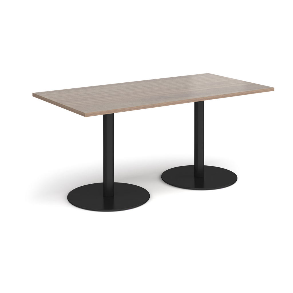 Picture of Monza rectangular dining table with flat round black bases 1600mm x 800mm - barcelona walnut