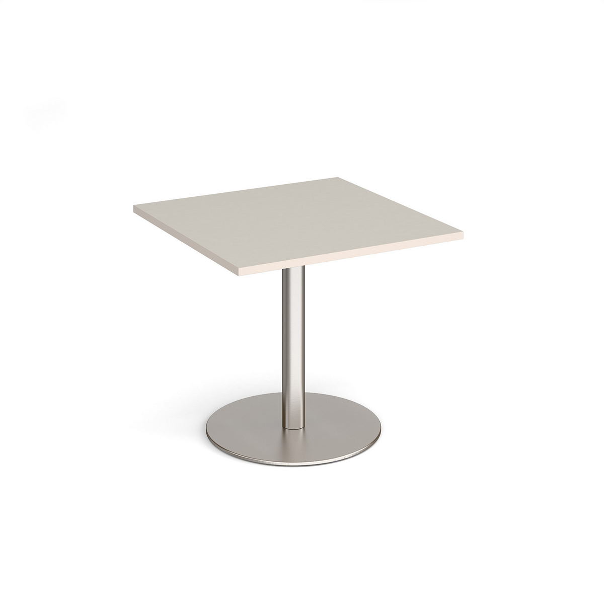 Picture of Monza square dining table with flat round brushed steel base 800mm -  Light Grey