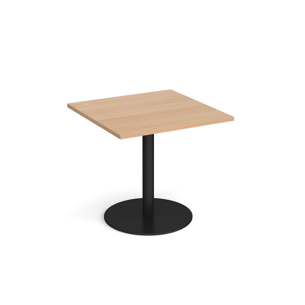 Picture of Monza square dining table with flat round black base 800mm - beech