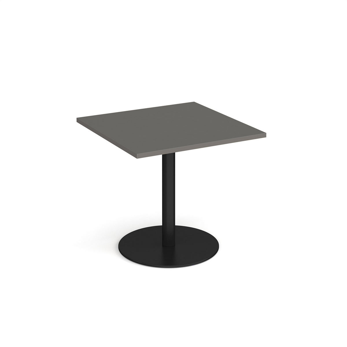 Picture of Monza square dining table with flat round black base 800mm - Onyx Grey