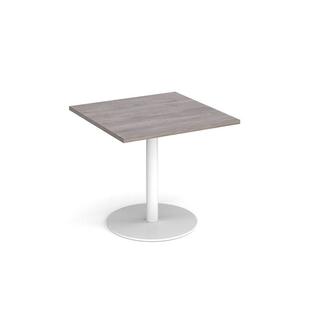Picture of Monza square dining table with flat round white base 800mm - grey oak